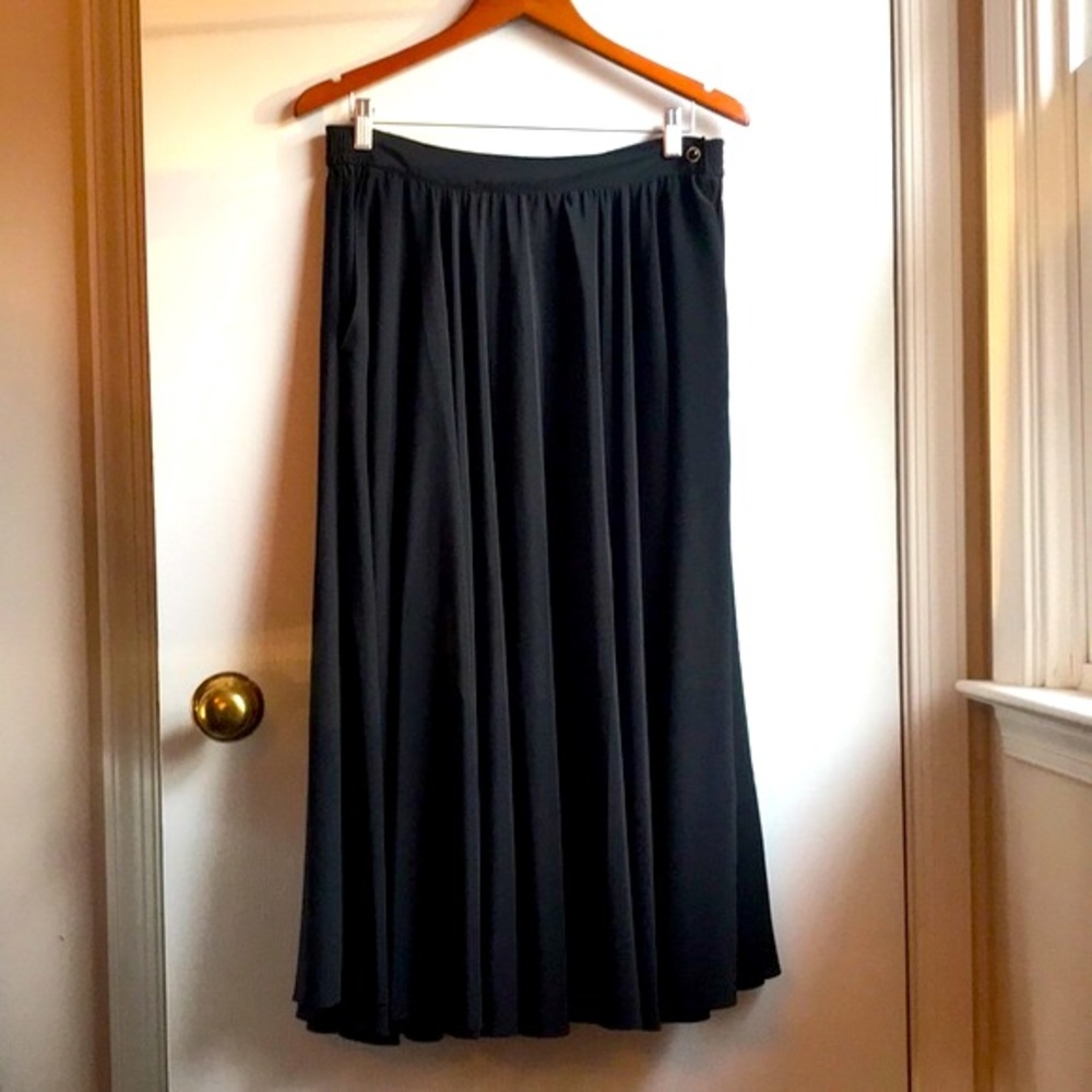 Vintage Josephine Chaus ankle Skirt Faux Wrap Side Button pleated Elastic Waist